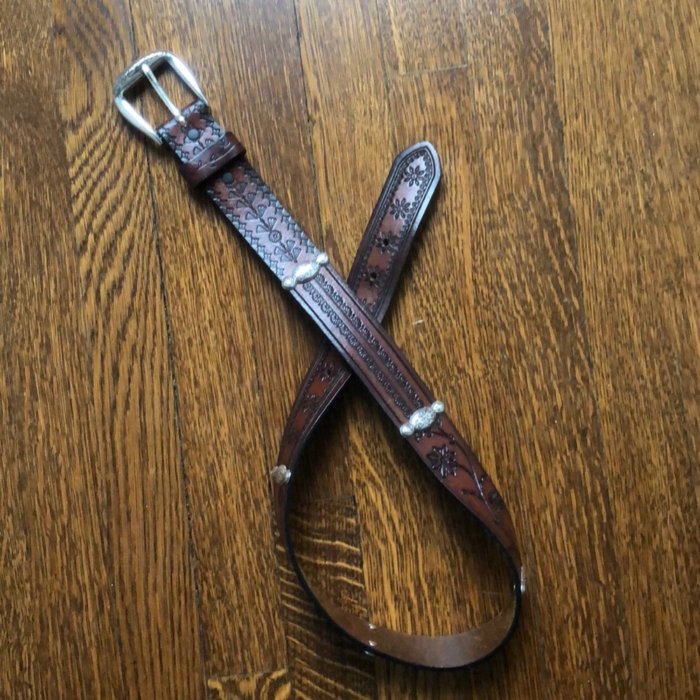 Brighton Embossed Leather and Metal Belt